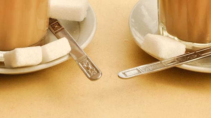 Coffee Cups with Sugar and Spoons